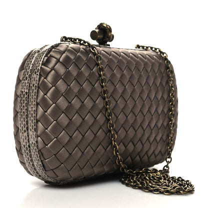 Bottega Veneta Satin Intreccio Impero Ayers Knot Clutch Taupe 3 of 9