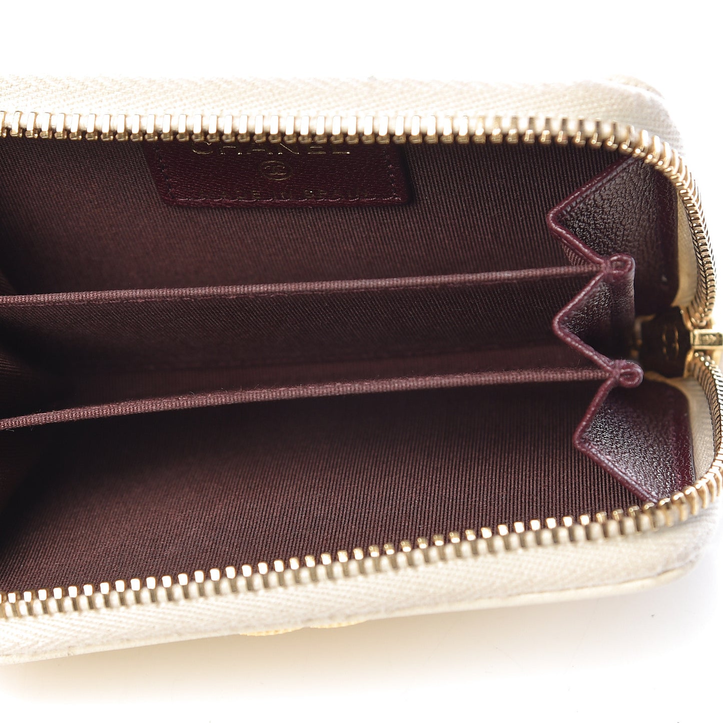 Sheepskin Quilted Mademoiselle Vintage Zip Coin Purse White