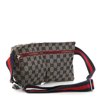 Gucci GG Monogram Web Double Pocket Belt Bag Navy Red 3 of 10