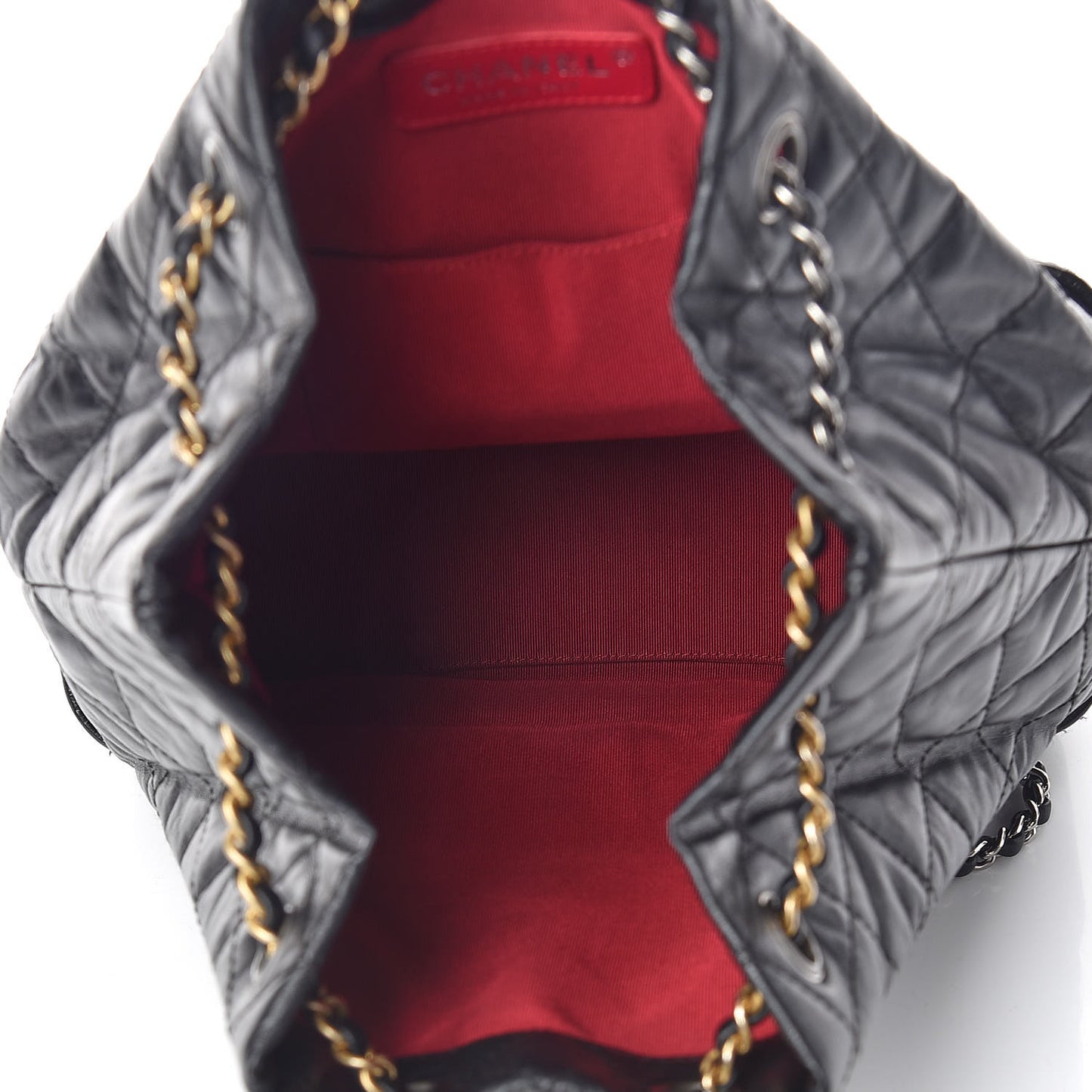 Aged Calfskin Quilted Gabrielle Backpack Black