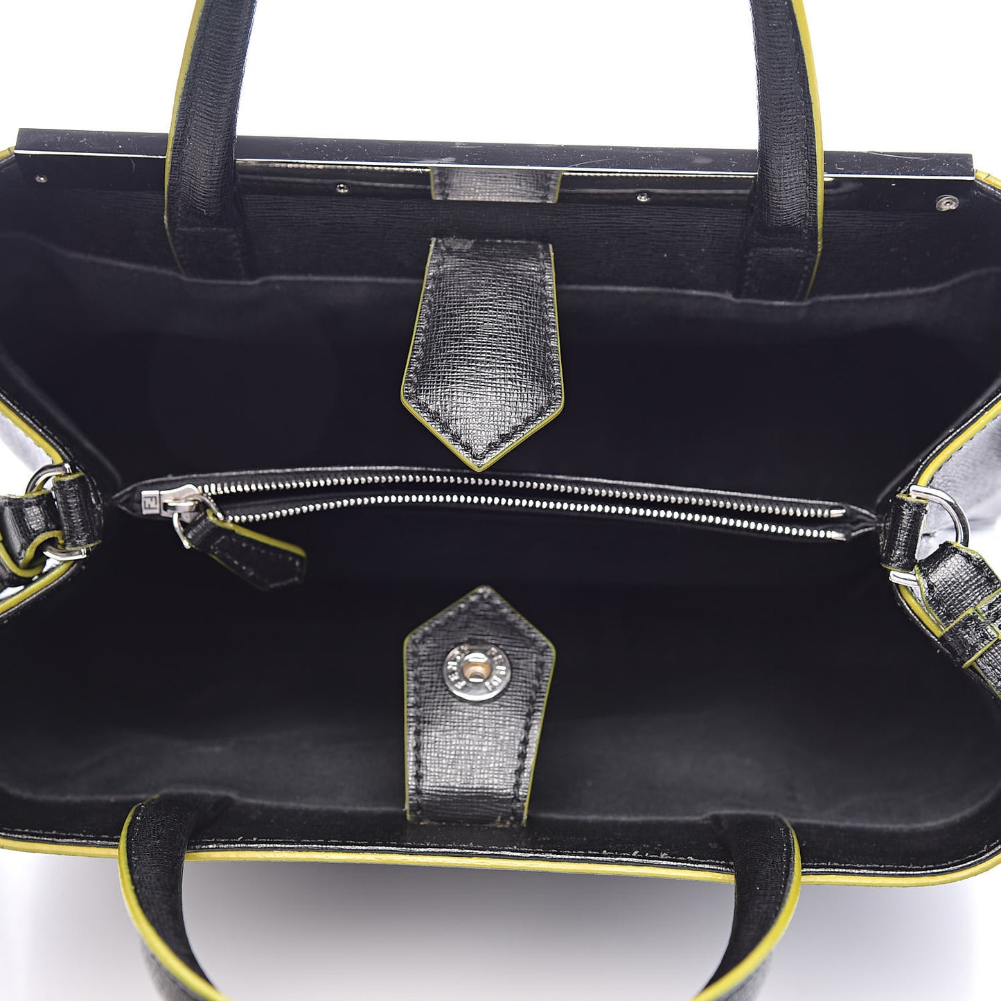 Vitello Elite Shearling Block Letter Petite 2Jours Tote Black