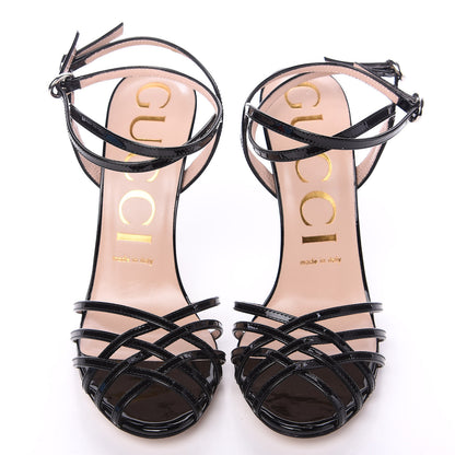 Gucci Vernice Crystal Sandals 38 Black 5 of 10