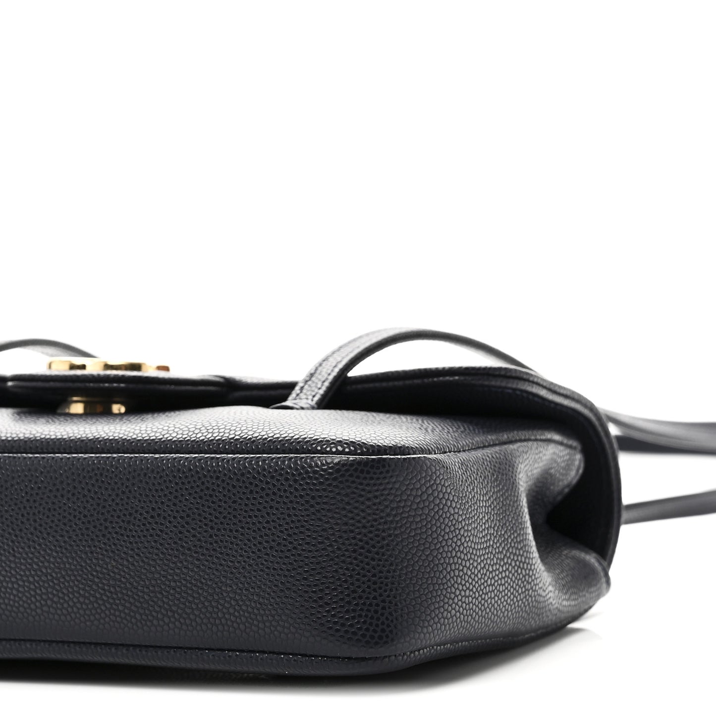 Shiny Caviar Mini Preppy Coco Shoulder Bag Dark Blue