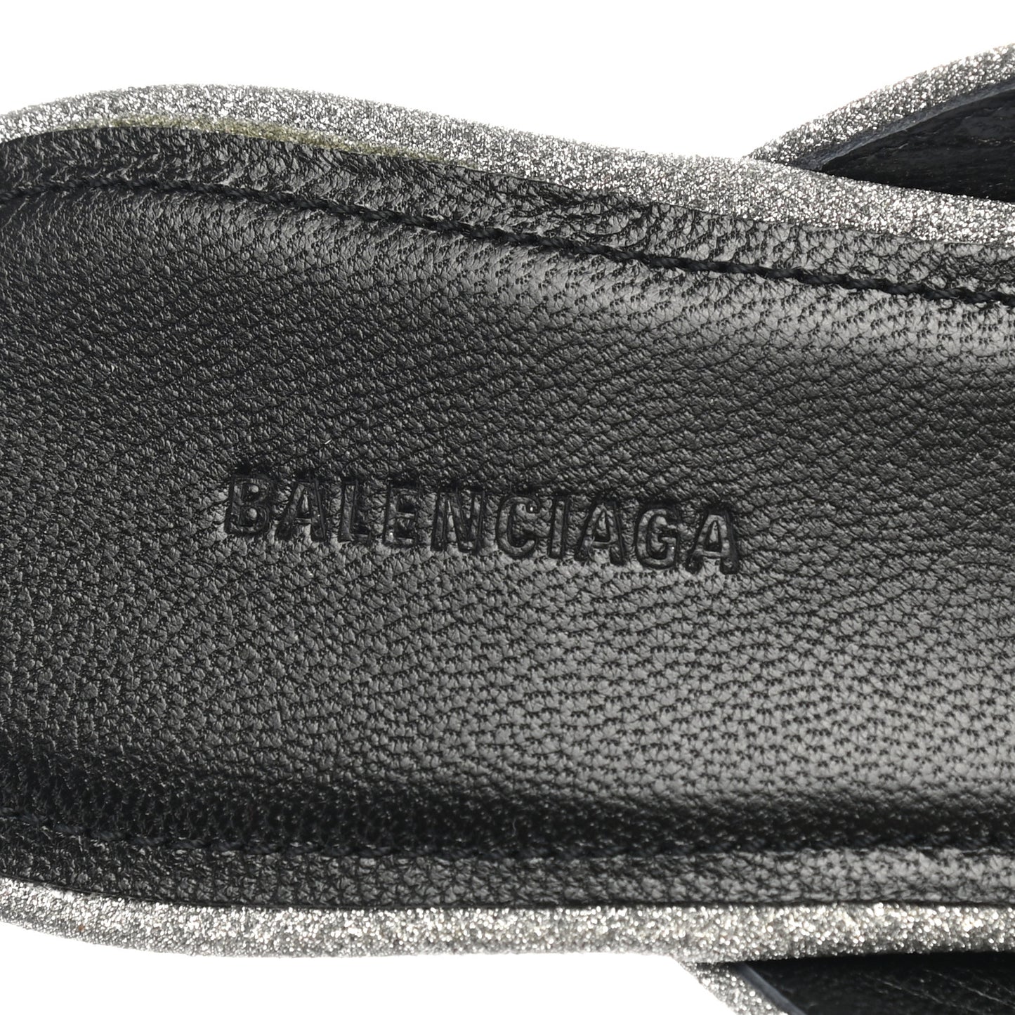 Glitter Calfskin Pointed Toe Knife 40mm Mules 37 Silver Black
