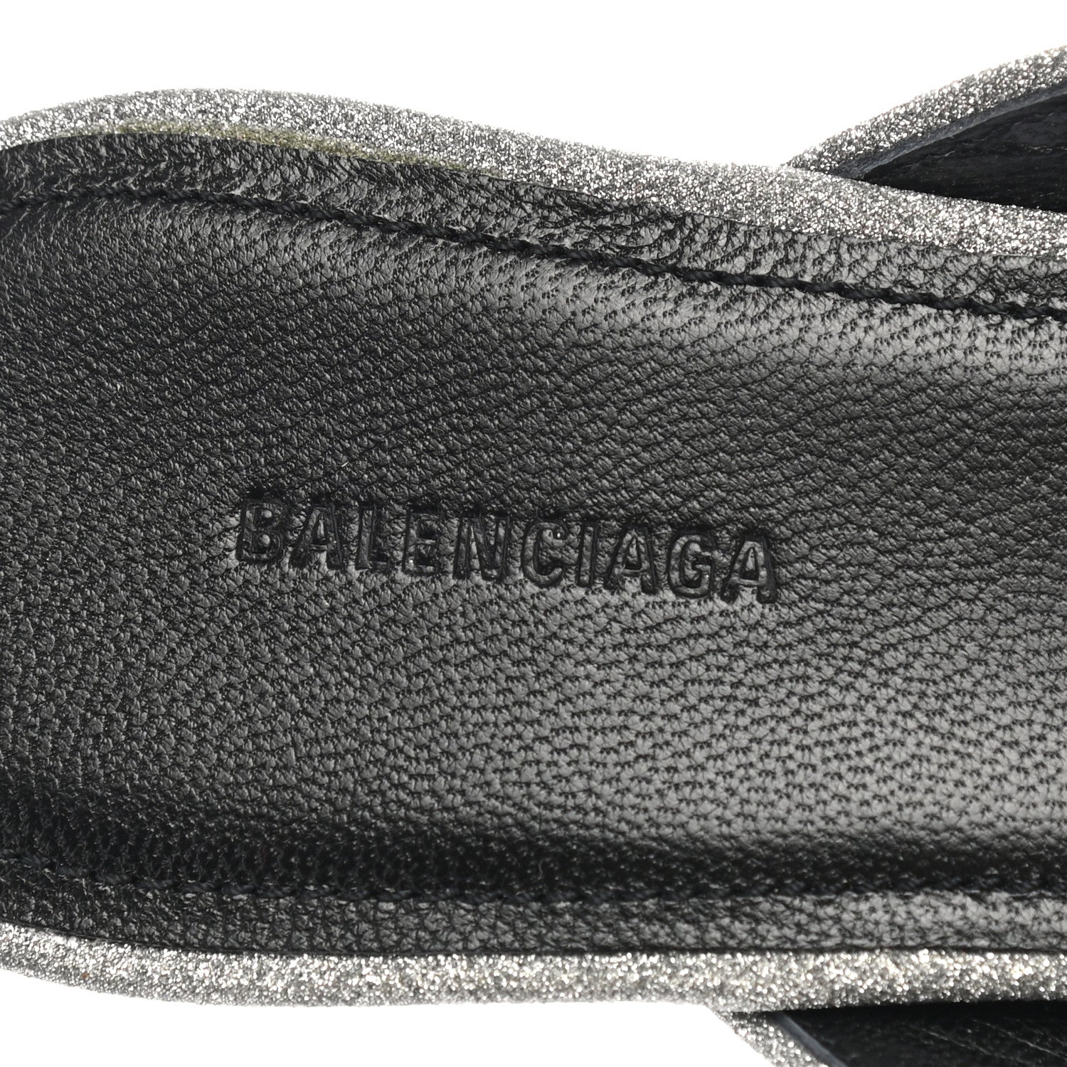 Balenciaga Glitter Calfskin Pointed Toe Knife 40mm Mules 37 Silver Black 7 of 9