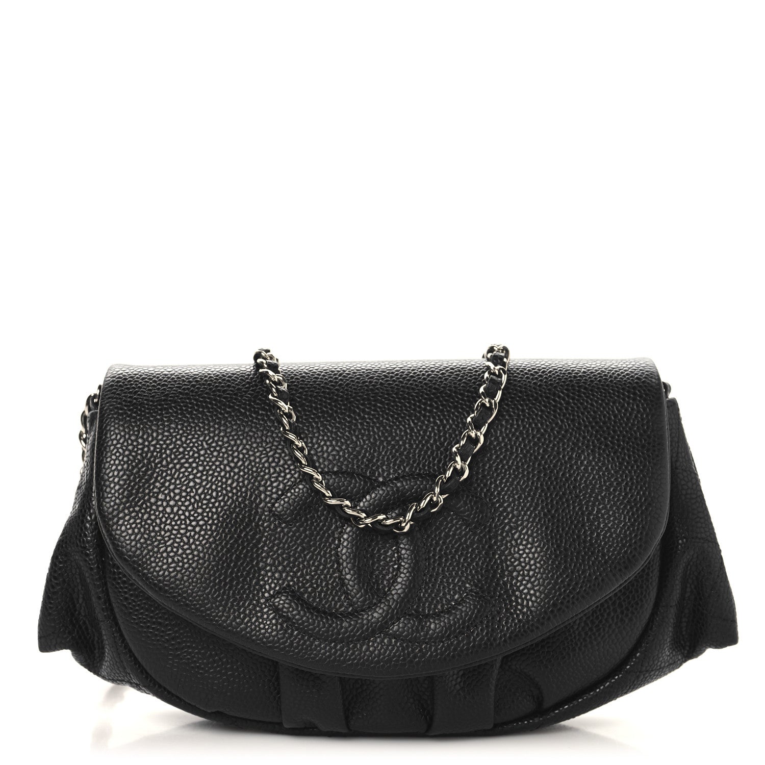 Chanel Caviar Half Moon Wallet On Chain WOC Black 1 of 12