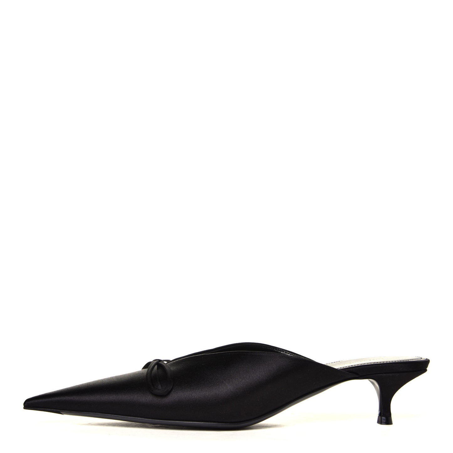 Satin Pointed Toe Knife 40mm Mules 38.5 Black