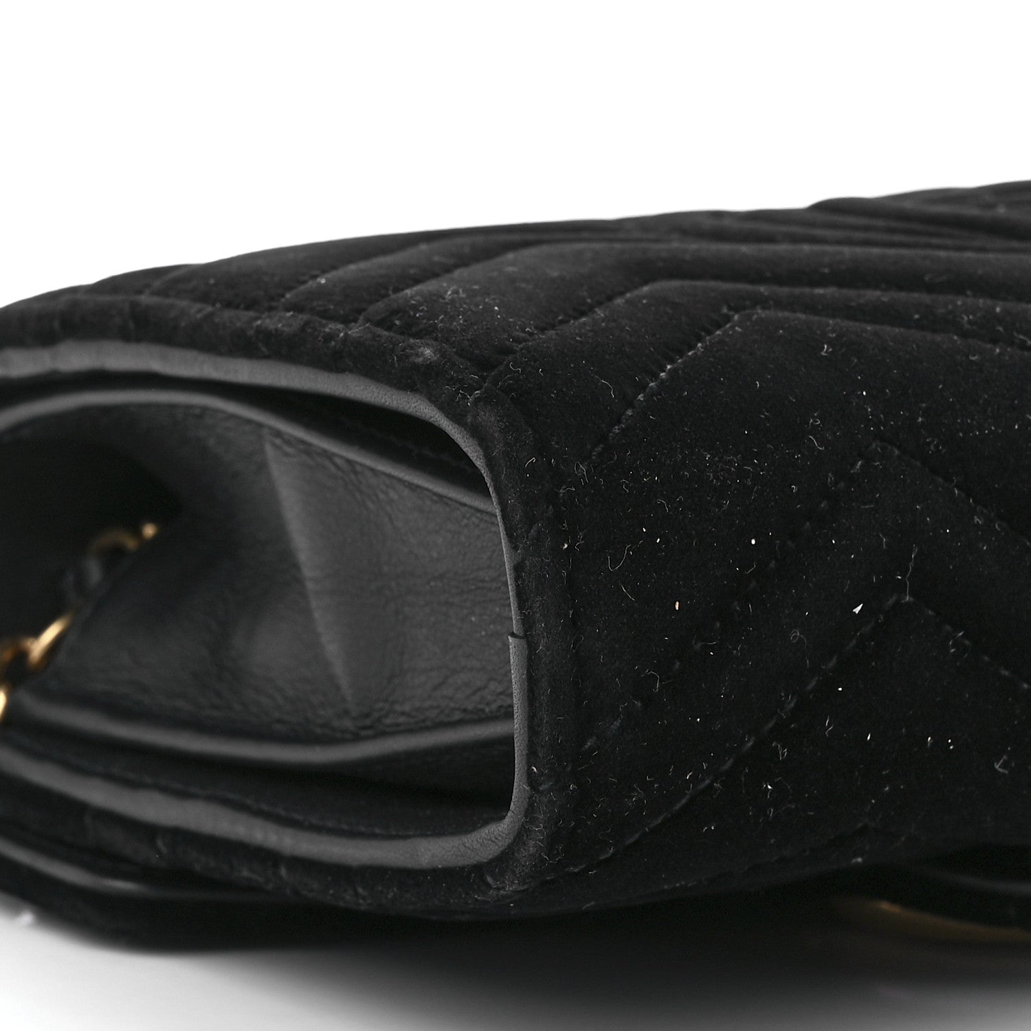 Gucci Velvet Matelasse GG Marmont Chain Wallet Black 10 of 12