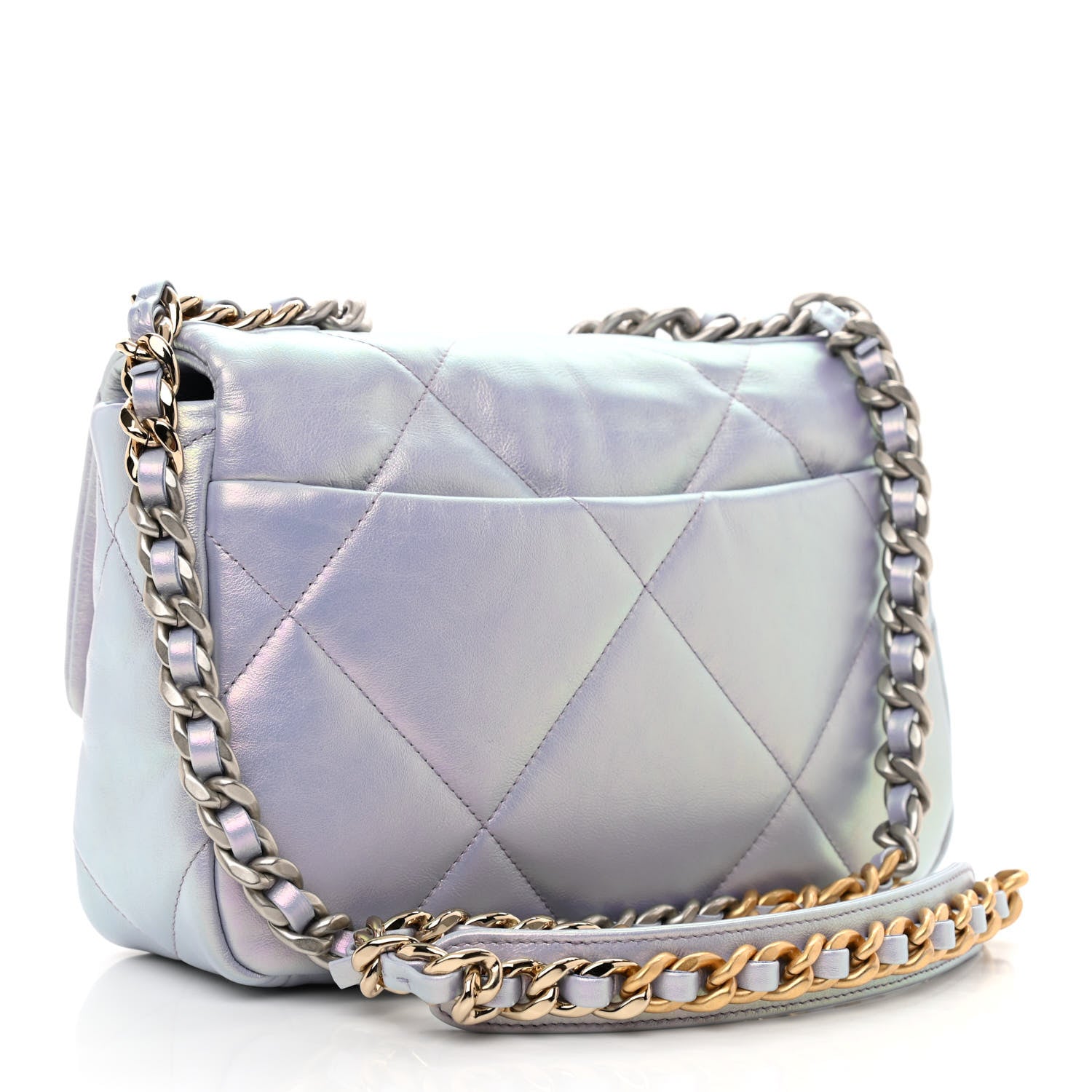 Chanel Iridescent Calfskin Quilted Medium Chanel 19 Flap Light Purple Blue 3 of 10