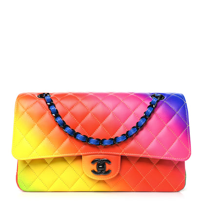 Chanel Calfskin Quilted Medium Rainbow Double Flap Multicolor 1 of 10