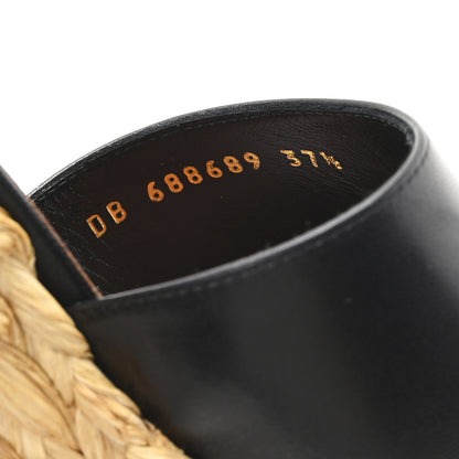 Saint Laurent Calfskin Paloma Espadrille 95 Wedges 37.5 Black 9 of 10