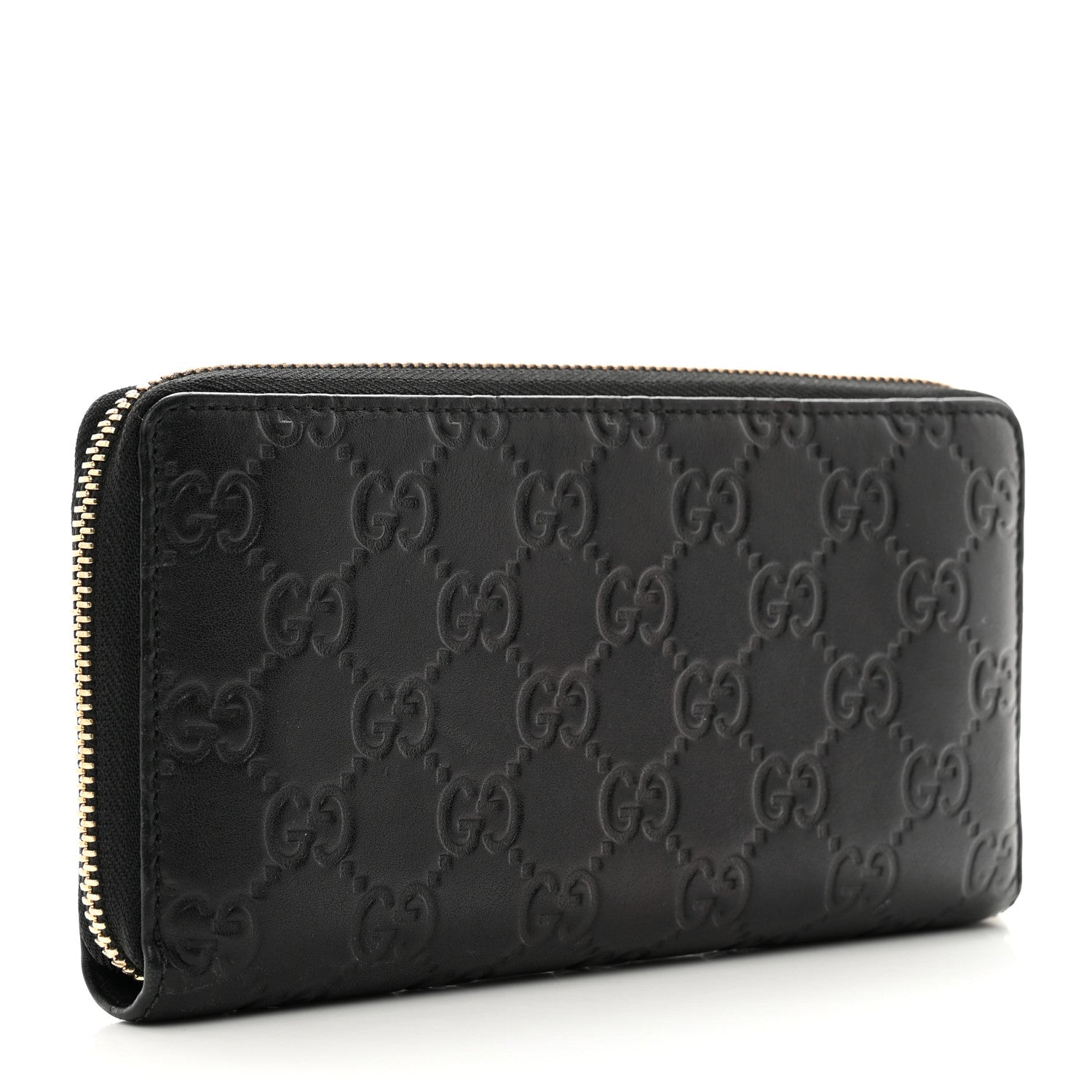 Gucci Guccissima Margaux Calfskin Metal Bar Zip Around Wallet Black 3 of 9