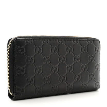 Gucci Guccissima Margaux Calfskin Metal Bar Zip Around Wallet Black 3 of 9
