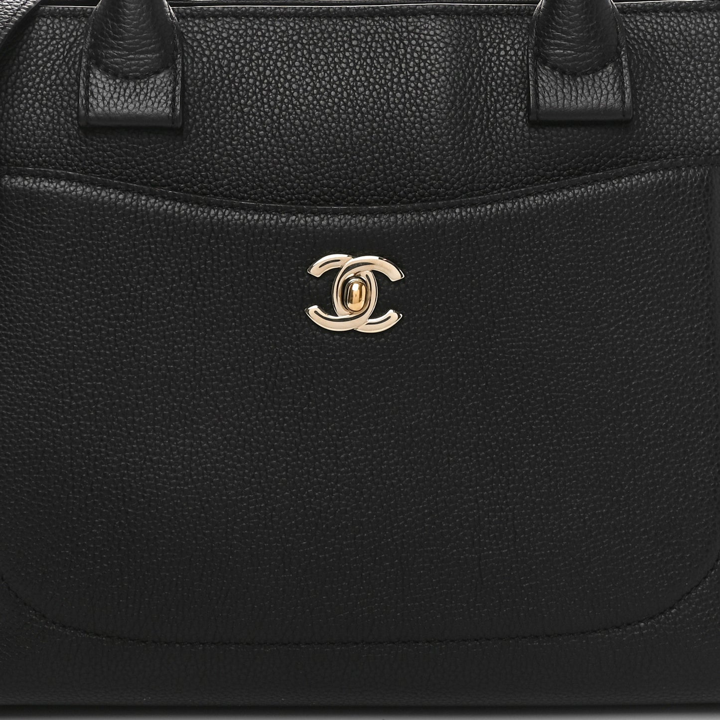 Grained Calfskin Small Neo Executive Shopper Tote Black