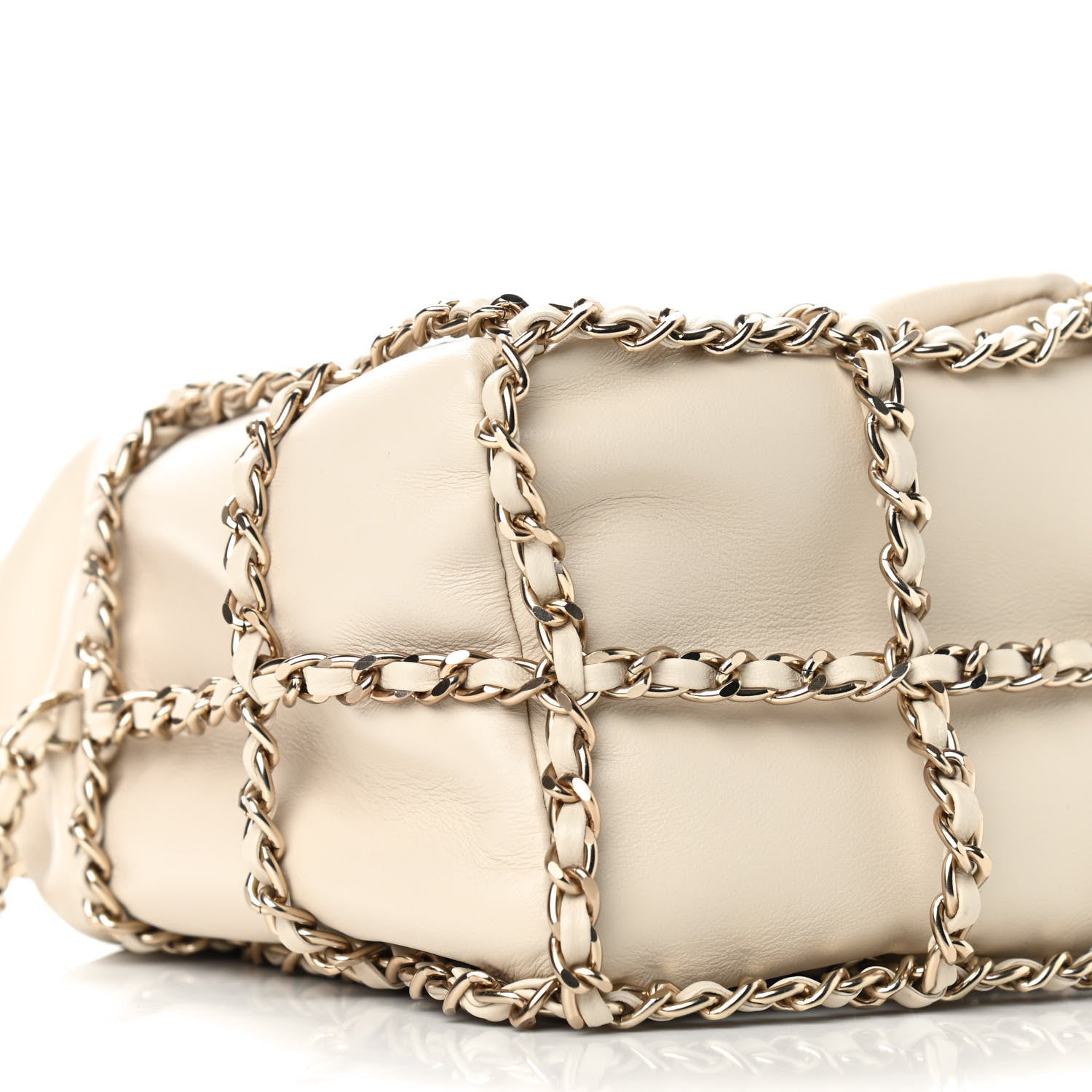 Chanel Lambskin Bucket Chain Drawstring Bag Beige 8 of 10