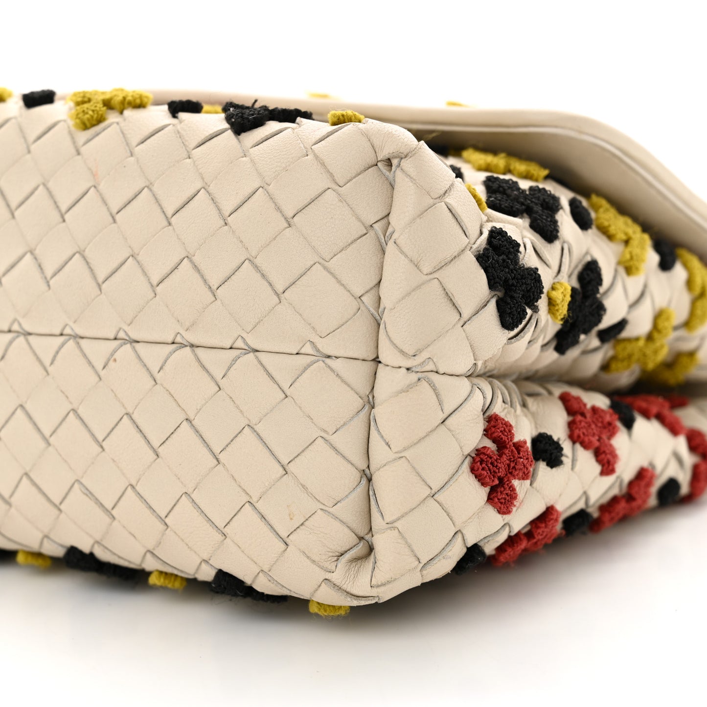 Nappa Intrecciato Embroidered Mosaic Olimpia Shoulder Bag White Multicolor