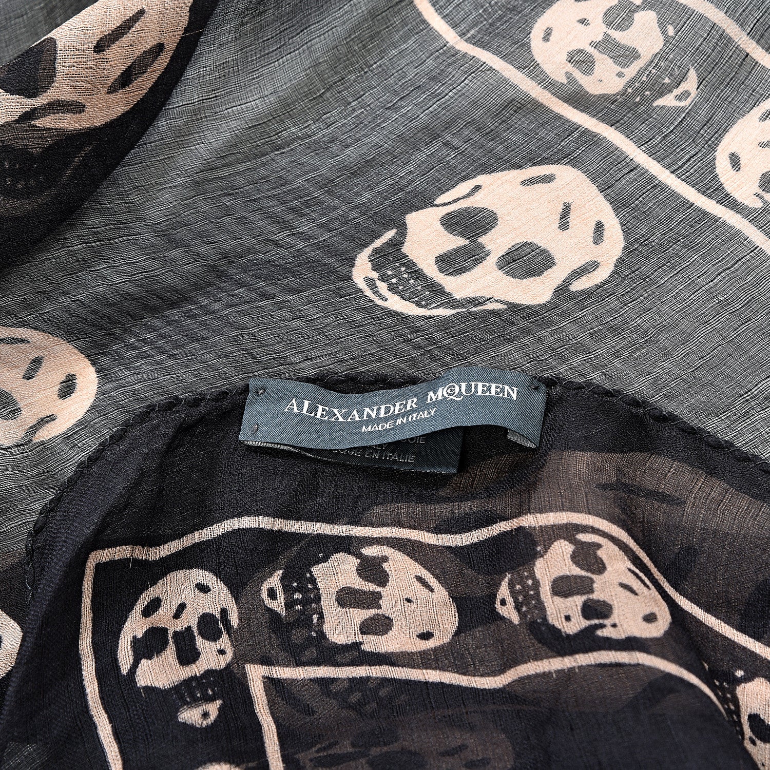 Alexander McQueen Silk Chiffon Skull Scarf Black Blush 5 of 5