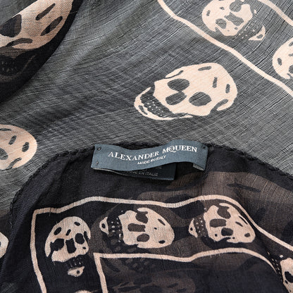 Alexander McQueen Silk Chiffon Skull Scarf Black Blush 5 of 5