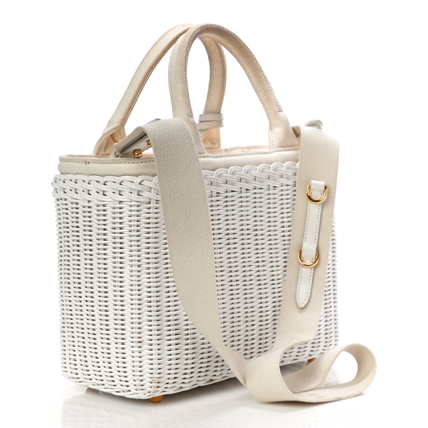 Canvas Wicker Tote White