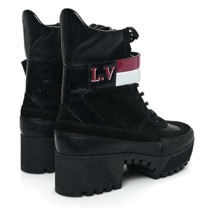 Louis Vuitton Suede Calfskin Laureate Platform Desert Boots 39 Black 4 of 8