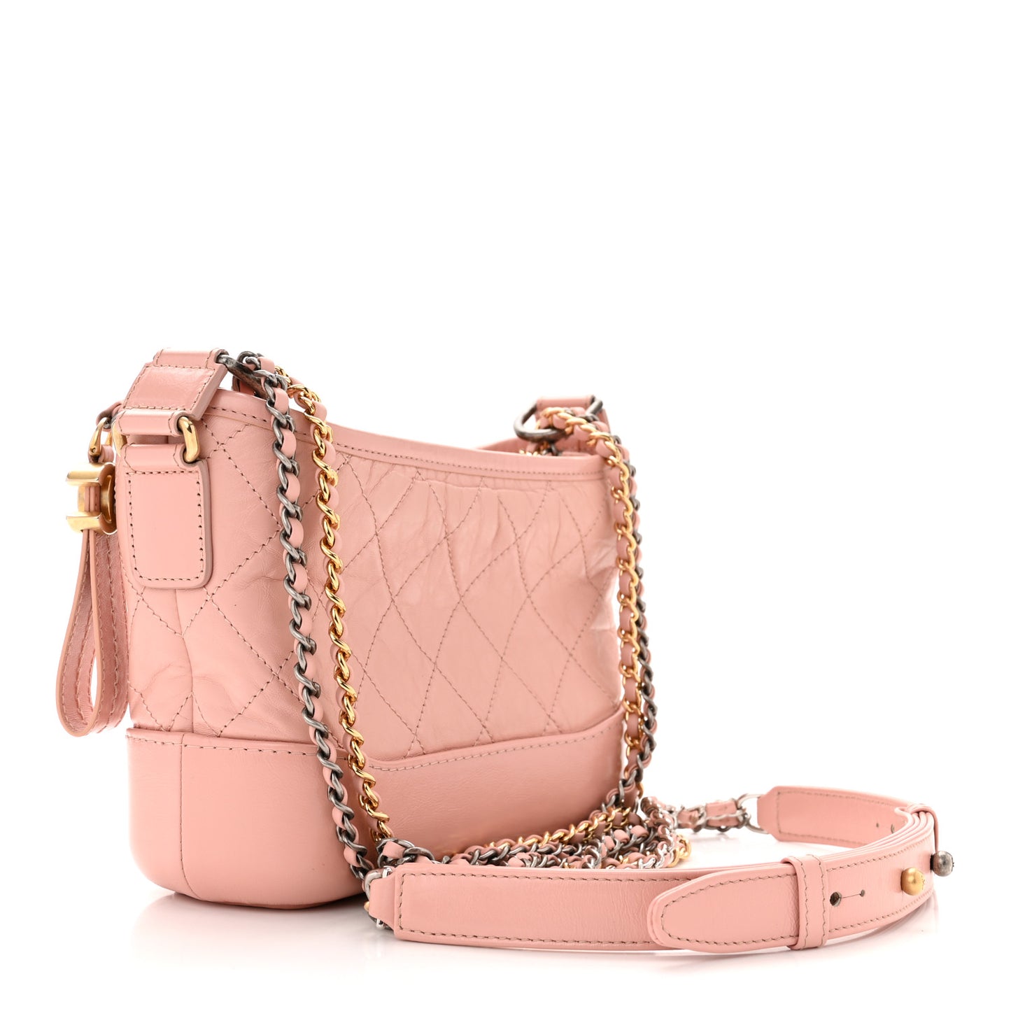 Aged Calfskin Quilted Small Gabrielle Hobo Light Pink