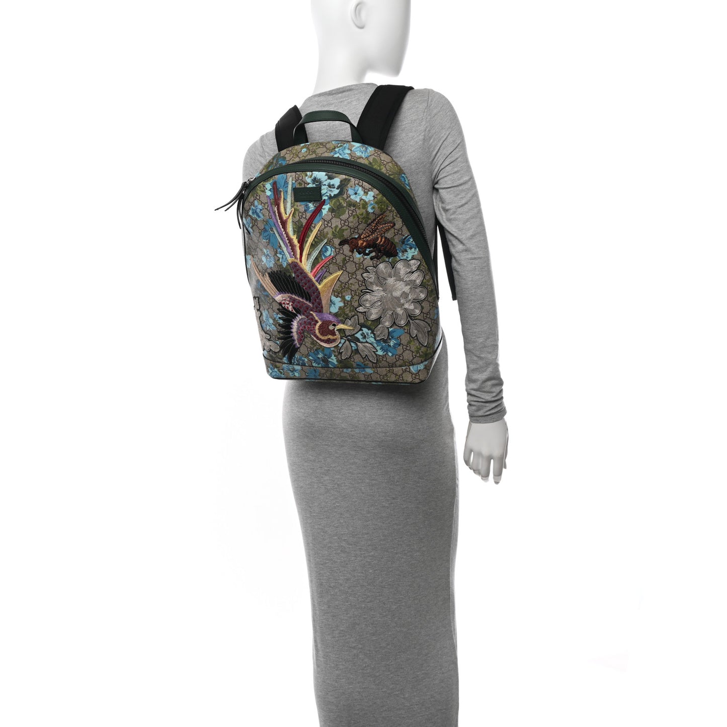GG Supreme Monogram Blooms Bird Embroidered Dome Backpack