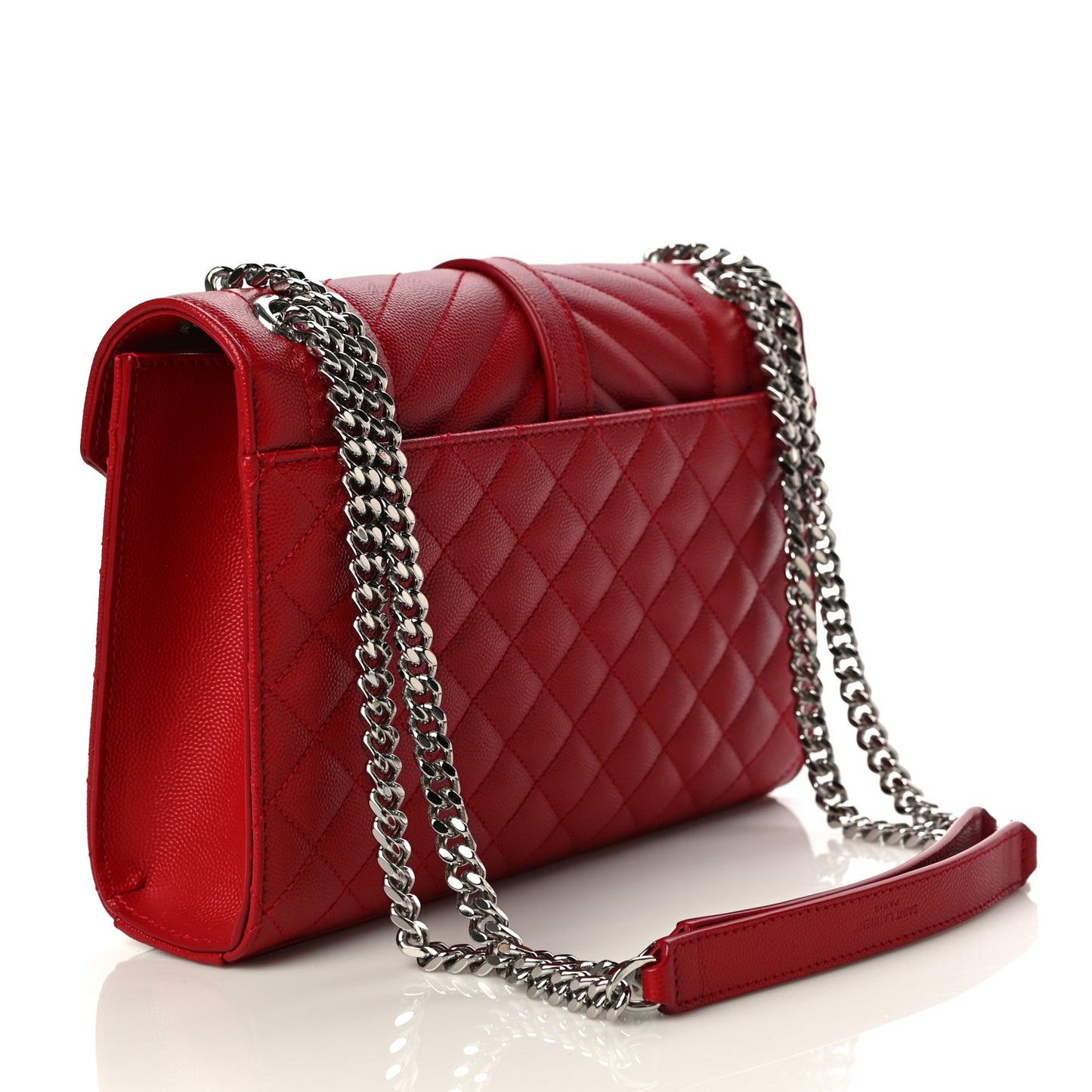 Grain De Poudre Textured Mixed Matelasse Triquilt Medium Monogram Satchel New Red