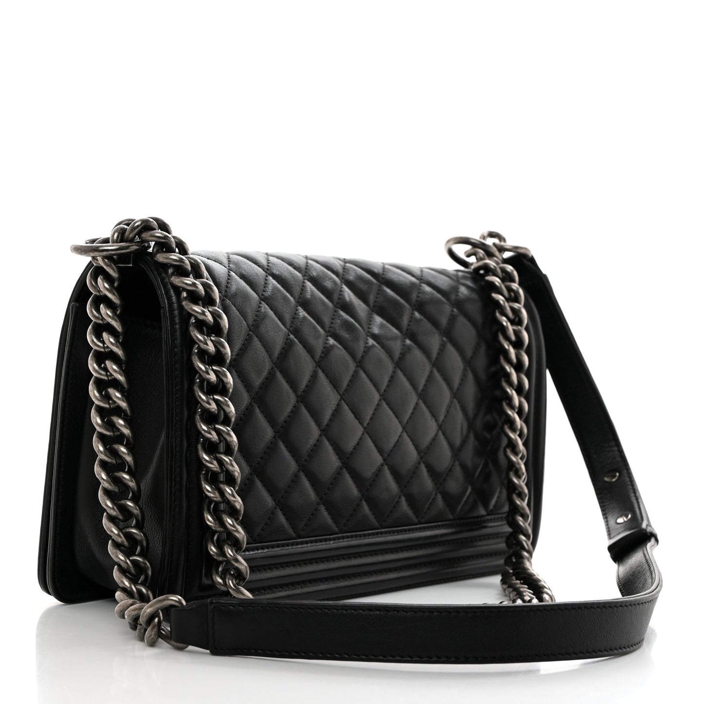 Calfskin Quilted Medium Boy Flap Black