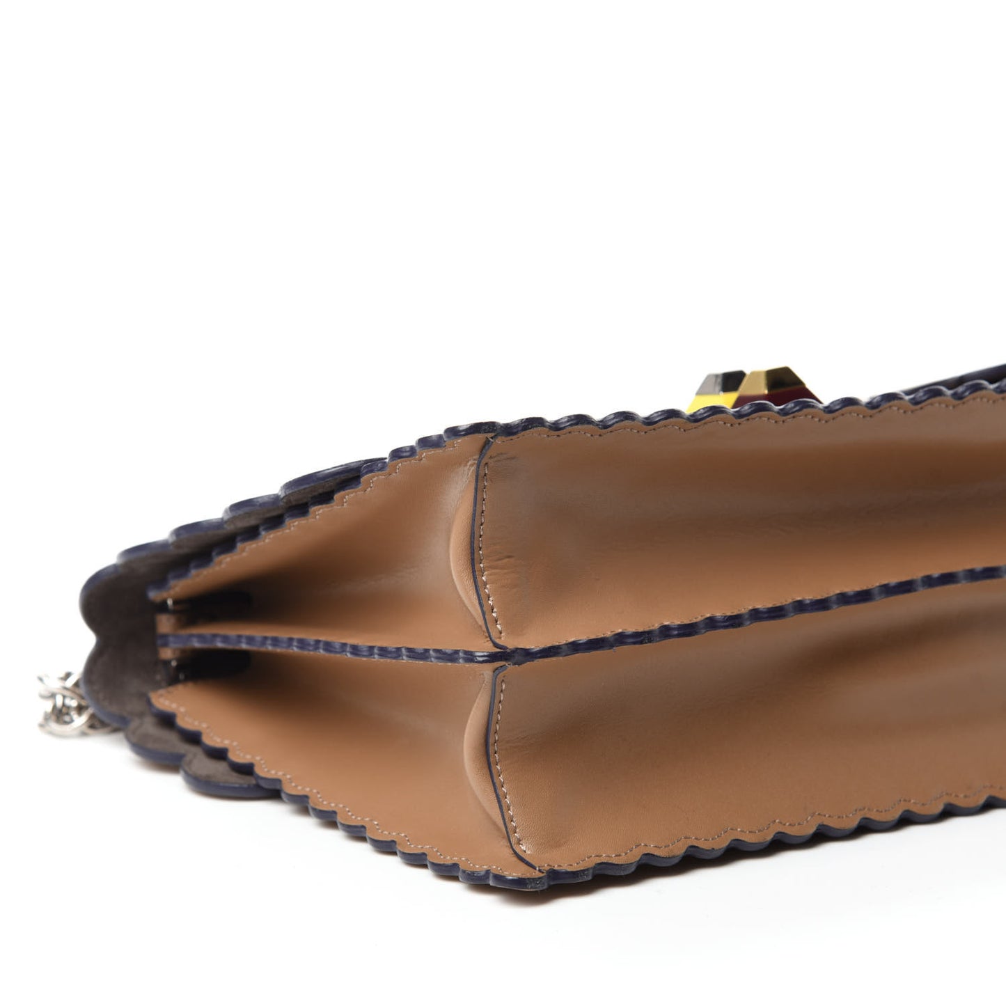 Vitello Liberty Scalloped Studded Kan I Shoulder Bag Sand