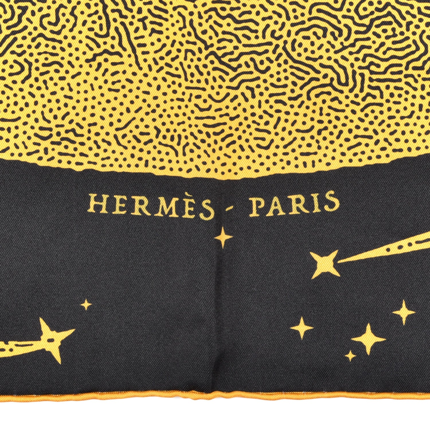 Hermes Silk Clair De Lune Double Face Scarf 90 Black Jaune D'Or Bleu 2 of 4