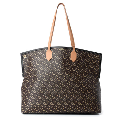 Burberry E-Canvas Monogram Large Society Tote Bridle Brown 1 of 9