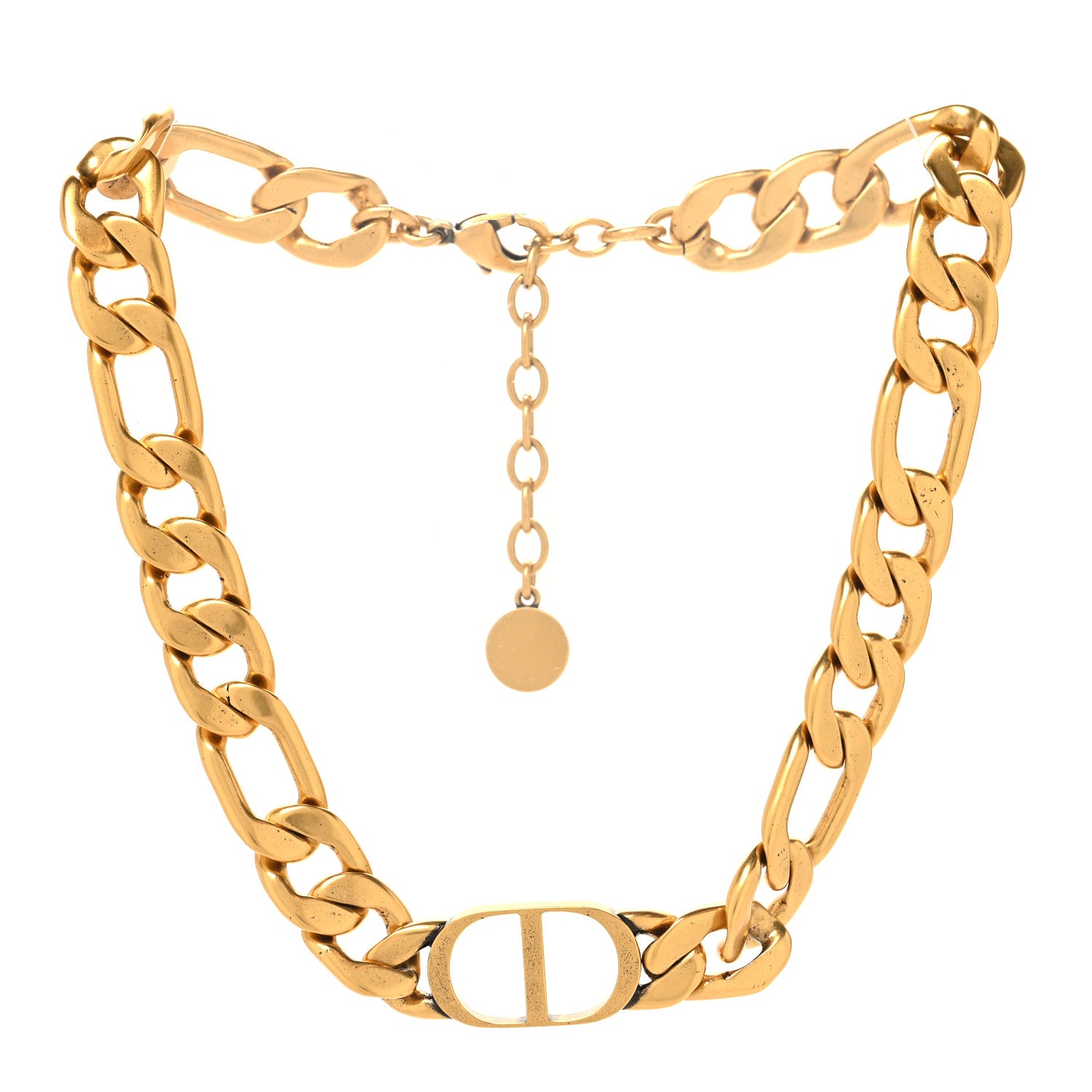 Christian Dior Metal CD Choker Necklace Aged Gold 3 of 5