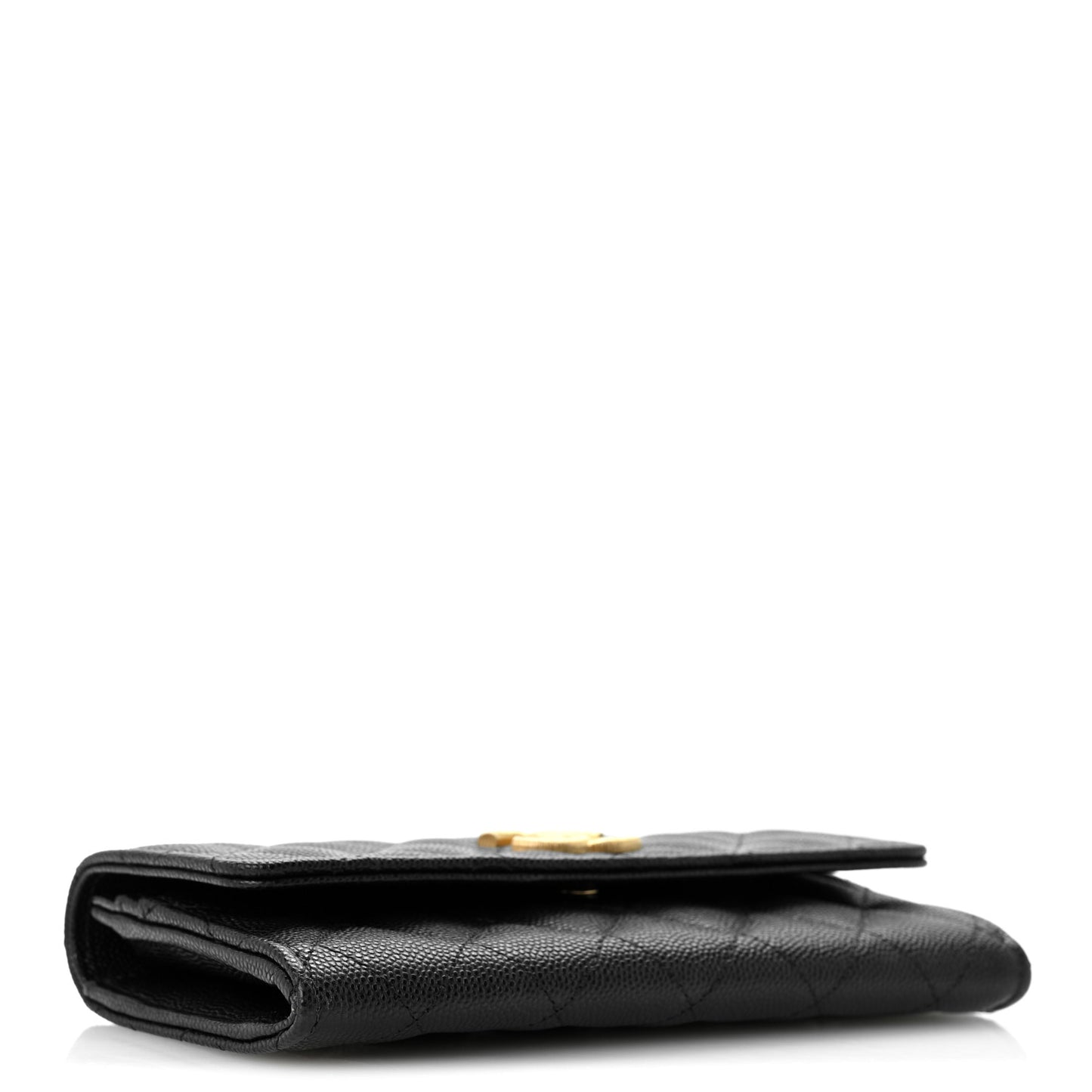 Caviar Quilted Textured CC Flap Wallet Black