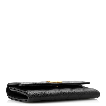 Chanel Caviar Quilted Textured CC Flap Wallet Black 4 of 9