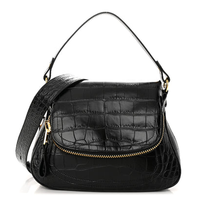 Tom Ford Calfskin Croc-Embossed Medium Jennifer Black 1 of 12