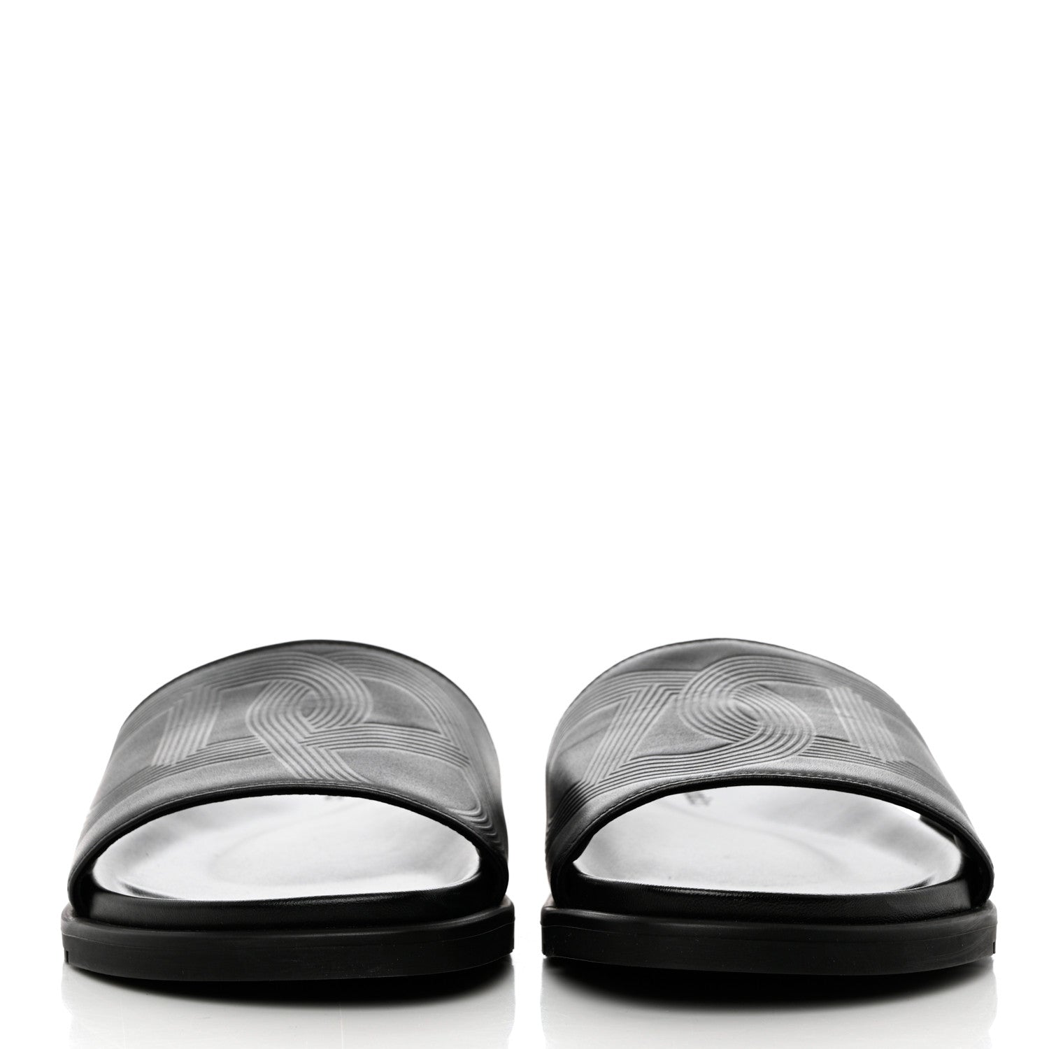 Hermes Calfskin Mens Biarritz Sandals 41.5 Black 2 of 10