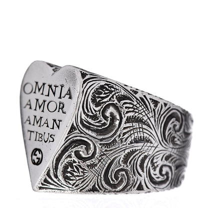 Gucci Sterling Silver Engraved Heart Ring 60 9.25 3 of 5