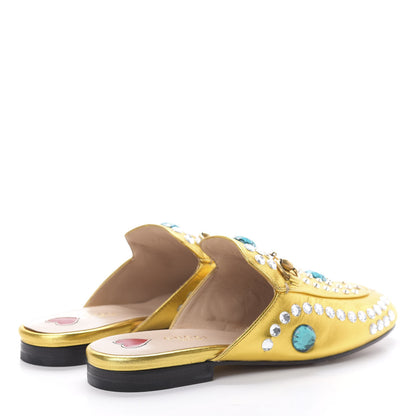Gucci Metallic Nappa Crystal Womens Princetown Slippers 36 Gold 4 of 9