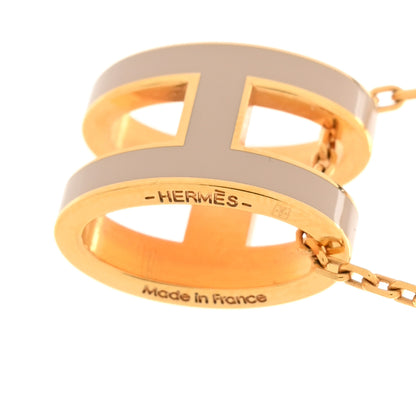 Hermes Lacquered Gold Pop H Pendant Necklace Marron Glace 5 of 7