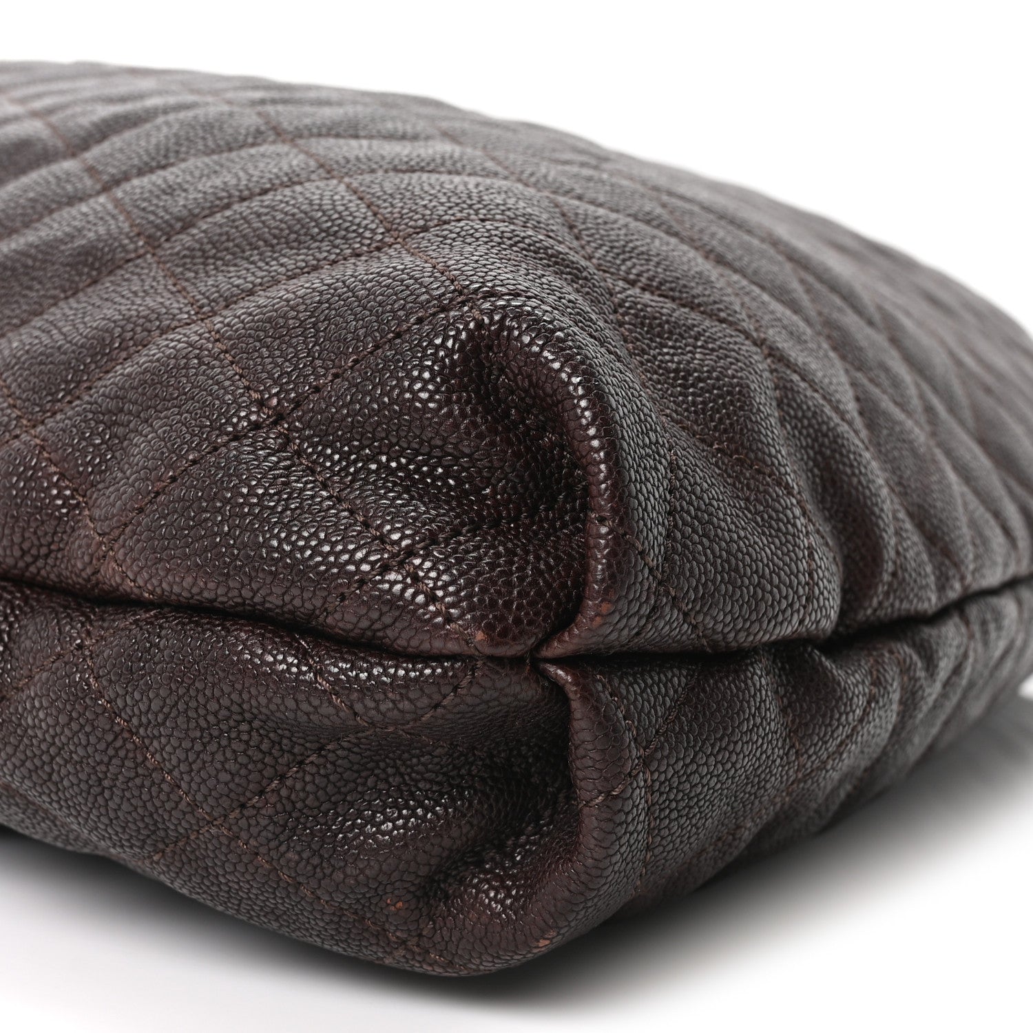 Chanel Distressed Glazed Caviar Quilted Large Elastic Tote Dark Brown 8 of 9