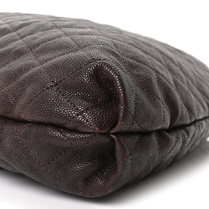 Chanel Distressed Glazed Caviar Quilted Large Elastic Tote Dark Brown 8 of 9