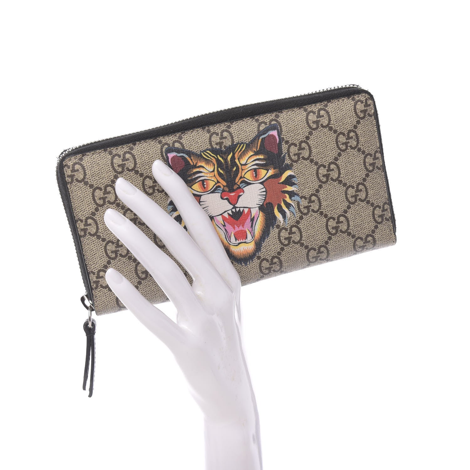 Gucci GG Supreme Monogram Angry Cat Zip Around Wallet 2 of 8