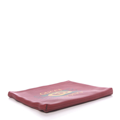 Gucci Pebbled Calfskin Medium Logo Portfolio Clutch Hibiscus Red 4 of 9