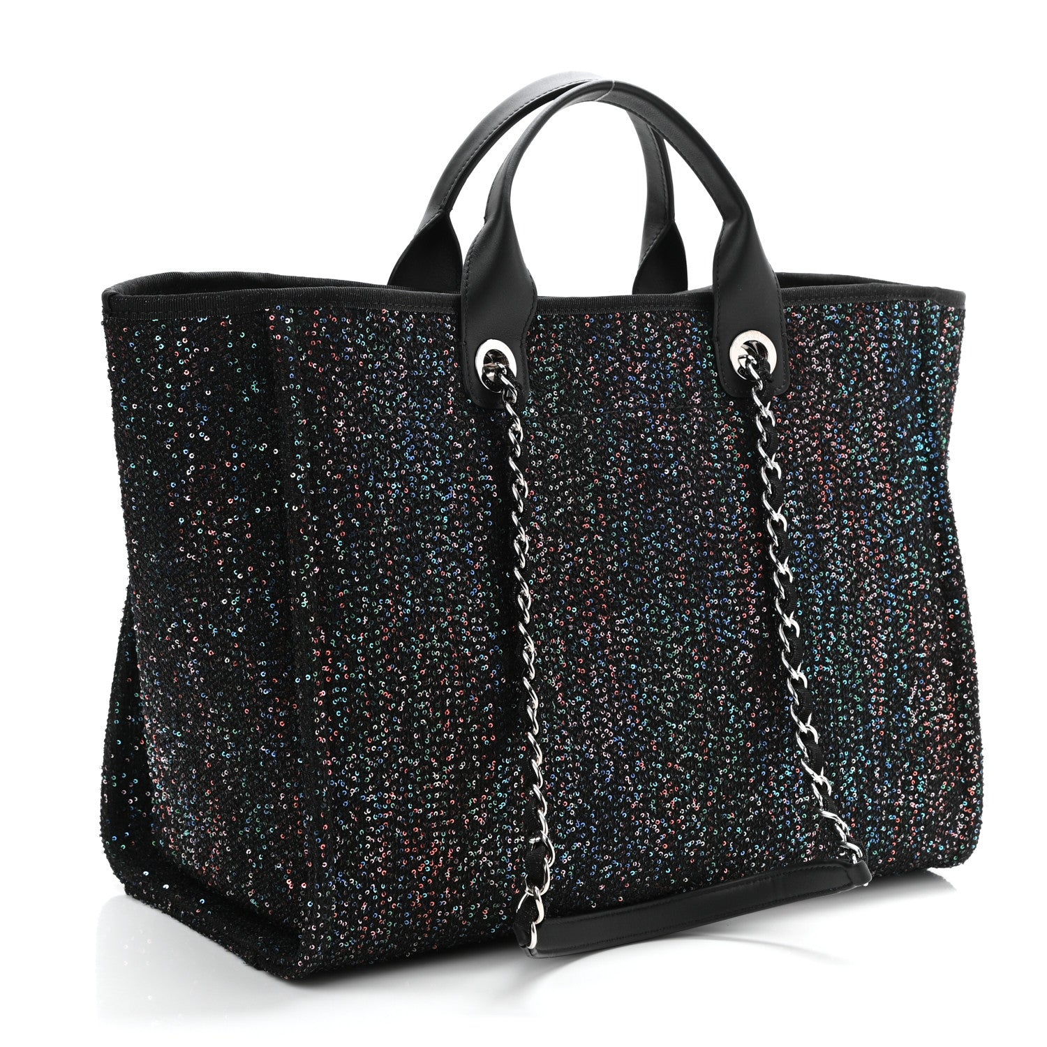Chanel Viscose Sequins Medium Deauville Tote Black 3 of 10