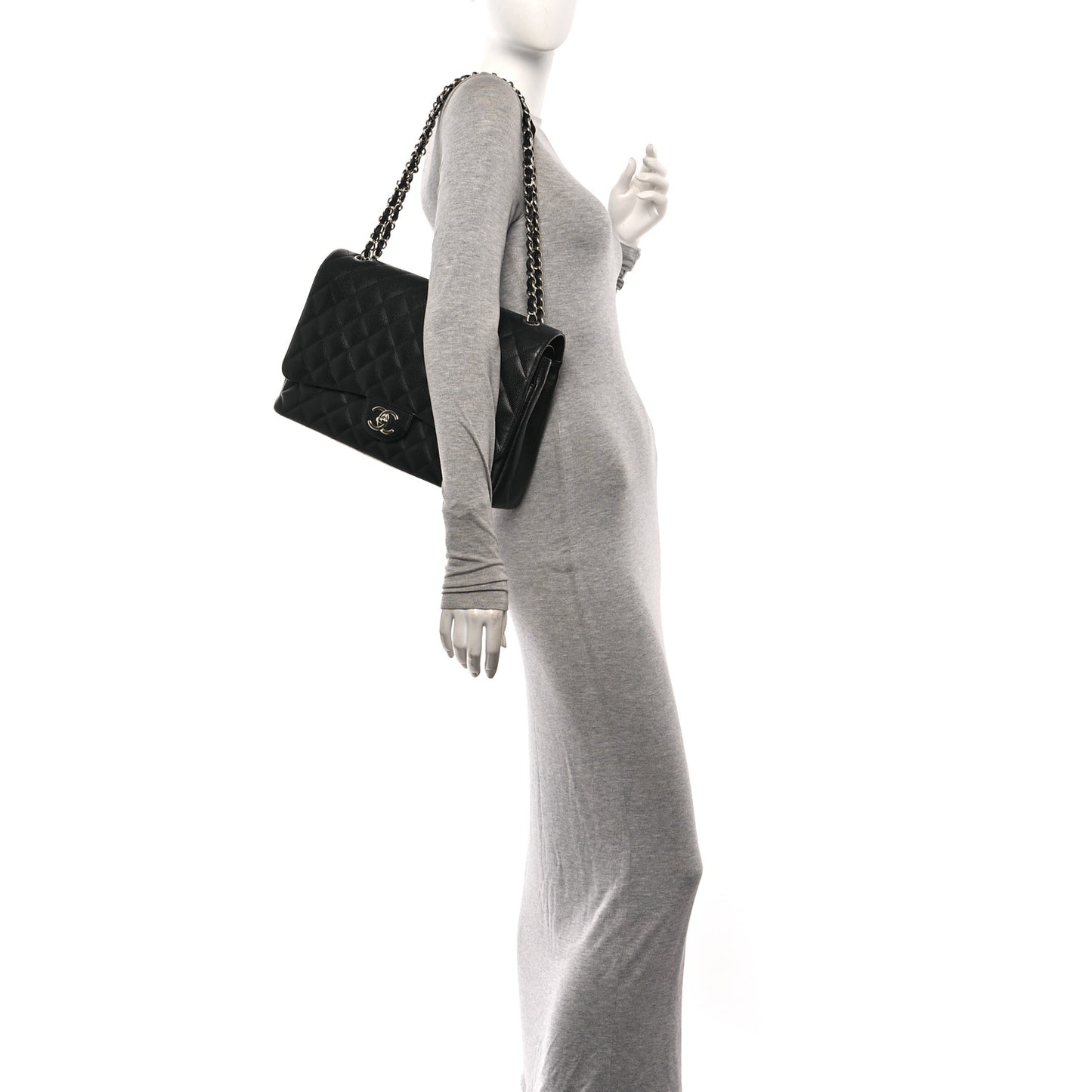 Caviar Quilted Maxi Double Flap Black