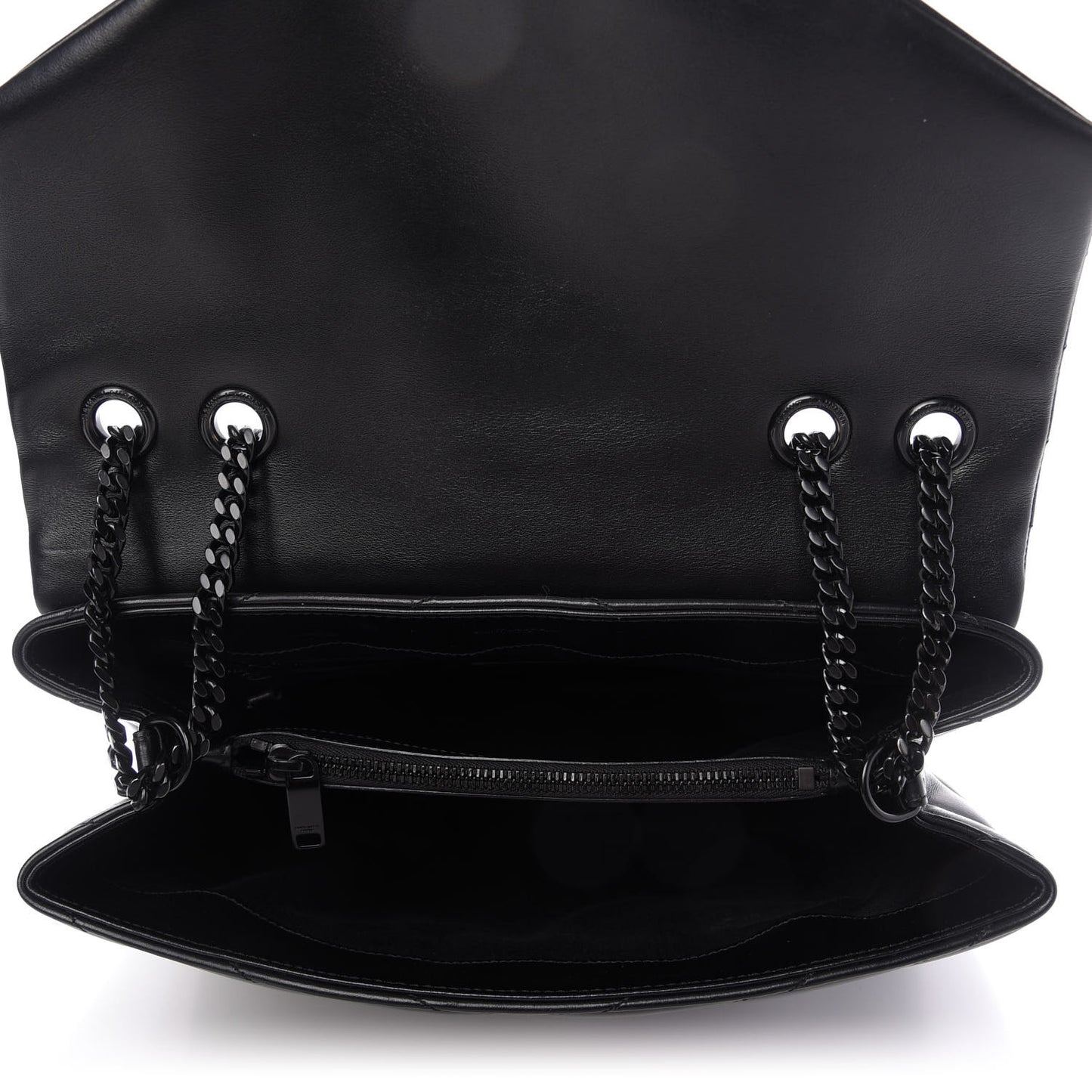 Calfskin Y Quilted Monogram Medium Loulou Chain Satchel Black