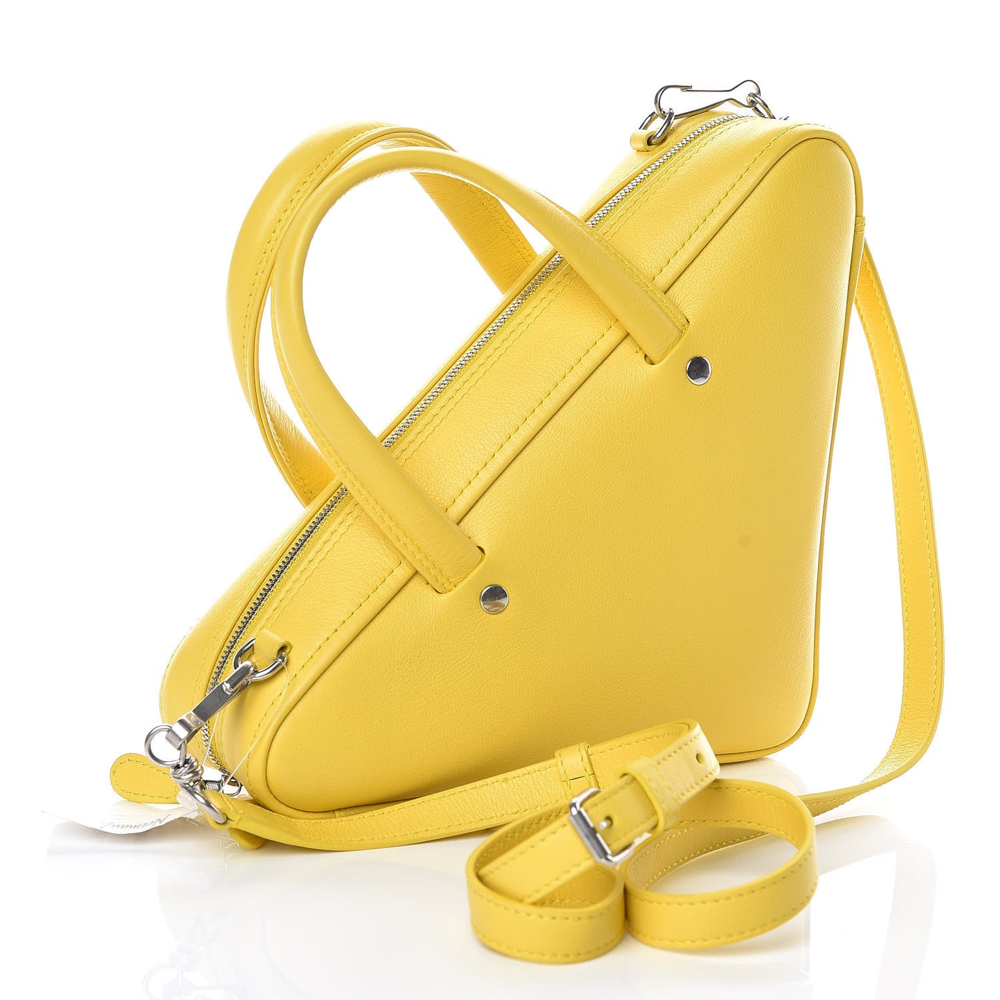 Shiny Day Calfskin Logo XS Triangle Duffle Jaune Black