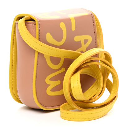 Stella McCartney Eco Alter Nappa Perforated Graffiti Logo Micro Coin Purse Yellow 3 of 9
