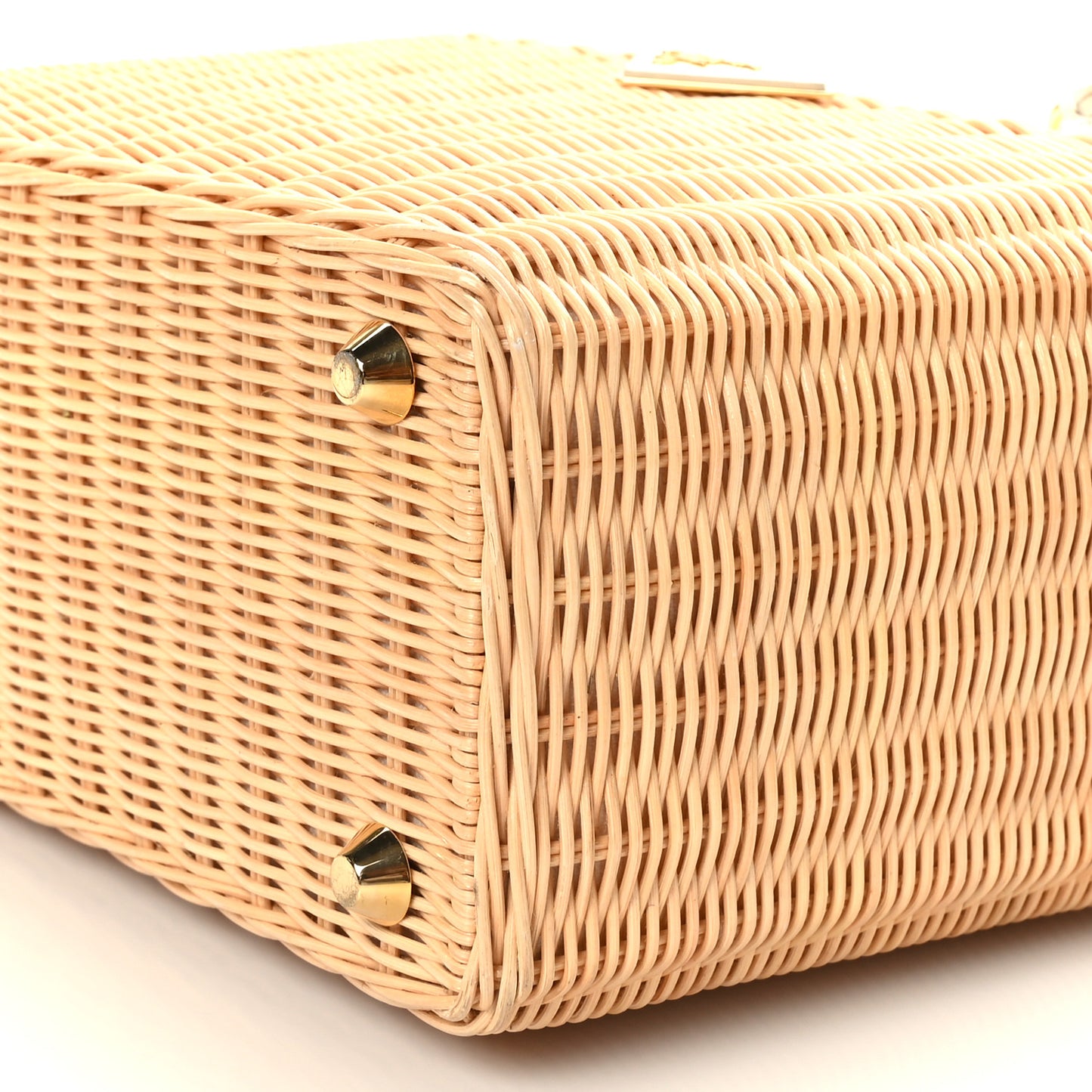 Wicker Canvas Tote Naturale White