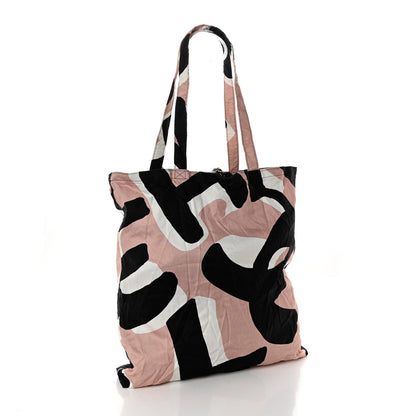 Chanel Jersey Fabric Quilted Foldable Tote With Chain Black Multicolor 4 of 17